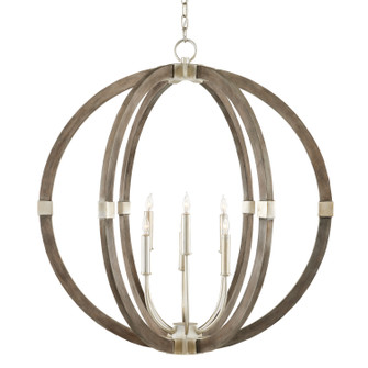 Bastian Six Light Chandelier in Chateau Gray/Contemporary Silver Leaf (142|9000-0941)