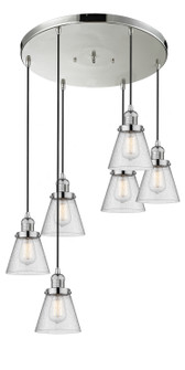 Small Cone Six Light Pendant in Polished Nickel (405|212/6-PN-G64)