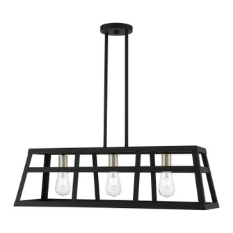 Schofield Three Light Linear Chandelier in Black w/Brushed Nickel (107|49563-04)