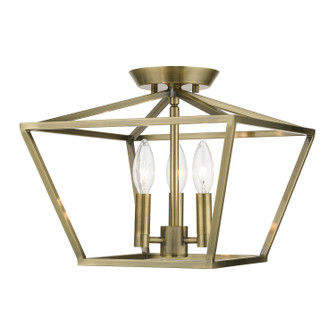 Devone Three Light Semi-Flush Mount in Antique Brass (107|49430-01)