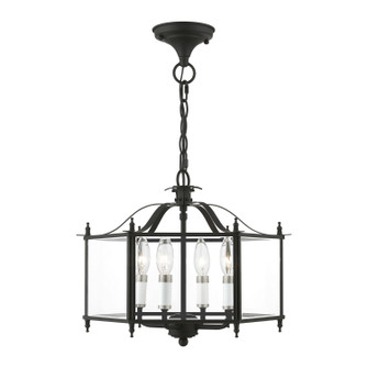 Livingston Four Light Convertible Pendant / Semi-Flush in Black w/Brushed Nickel (107|4398-04)