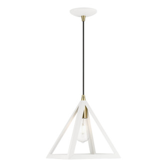 Pinnacle One Light Pendant in Textured White w/Antique Brass (107|41329-13)