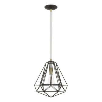 Knox One Light Pendant in Textured Black w/Antique Brass (107|41324-14)