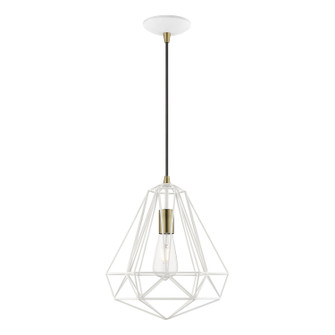 Knox One Light Pendant in Textured White w/Antique Brass (107|41324-13)