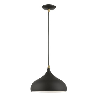 Amador One Light Pendant in Textured Black w/Antique Brass (107|41172-14)