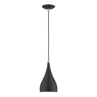 Amador One Light Mini Pendant in Textured Black w/Antique Brass (107|41171-14)