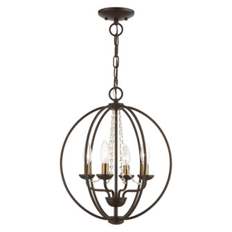 Arabella Four Light Convertible Chandelier/ Semi-Flush in Bronze w/Antique Brass Finish Candles (107|40914-07)