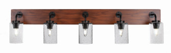 Oxbridge Five Light Bath Bar in Matte Black & Painted Wood-look Metal (200|1775-MBWG-3002)