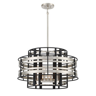 Presten Six Light Pendant in Brushed Nickel With Sand Coal Highlights (29|N7985-420)