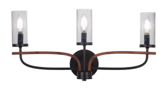 Monterey Three Light Bath Bar in Matte Black & Painted Wood-look Metal (200|2913-MBWG-800)