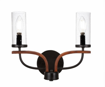 Monterey Two Light Bath Bar in Matte Black & Painted Wood-look Metal (200|2912-MBWG-800)