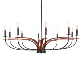Monterey Ten Light Chandelier in Matte Black & Painted Wood-look Metal (200|2910-MBWG)