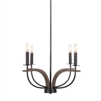 Monterey Four Light Chandelier in Matte Black & Painted Distressed Wood-look (200|2904-MBDW)