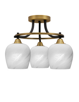 Paramount Three Light Semi-Flush Mount in Matte Black & Brass (200|3417-MBBR-4811)