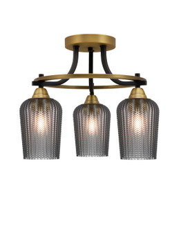 Paramount Three Light Semi-Flush Mount in Matte Black & Brass (200|3417-MBBR-4252)