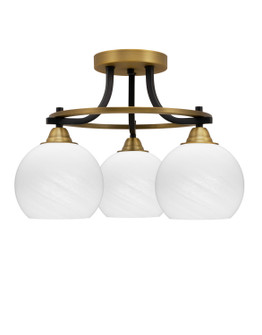 Paramount Three Light Semi-Flush Mount in Matte Black & Brass (200|3417-MBBR-4101)