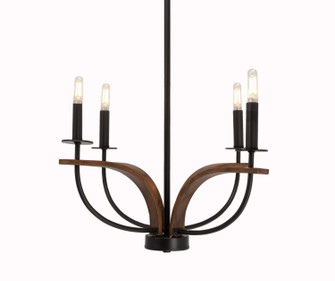 Monterey Four Light Chandelier in Matte Black & Painted Wood-look Metal (200|2904-MBWG)
