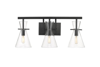Auralume Three Light Bath Vanity in Matte Black (405|354-3W-BK-CL)