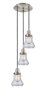 Franklin Restoration Three Light Pendant in Brushed Satin Nickel (405|113F-3P-SN-G192)