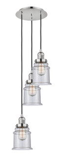 Franklin Restoration Three Light Pendant in Polished Nickel (405|113F-3P-PN-G184)