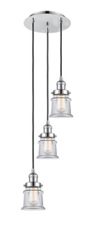 Franklin Restoration Three Light Pendant in Polished Chrome (405|113F-3P-PC-G182S)