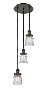 Franklin Restoration Three Light Pendant in Matte Black (405|113F-3P-BK-G184S)