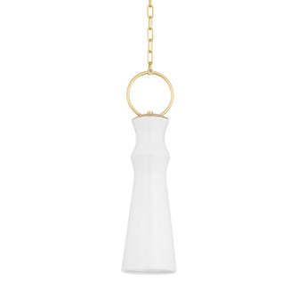 Borden One Light Pendant in Aged Brass/Ceramic Gloss White (70|2270-AGB/CGW)