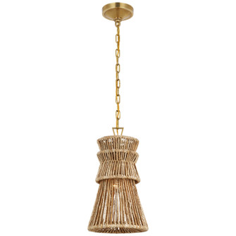 Antigua LED Pendant in Antique-Burnished Brass and Natural Abaca (268|CHC 5020AB/NAB)