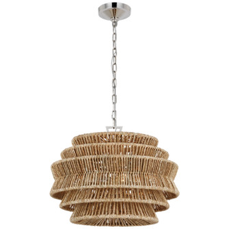 Antigua LED Chandelier in Polished Nickel and Natural Abaca (268|CHC 5015PN/NAB)