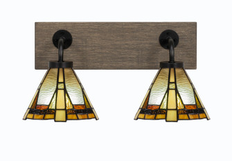 Oxbridge Two Light Bath Bar in Matte Black & Painted Distressed Wood-look Metal (200|1772-MBDW-9345)