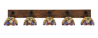 Oxbridge Five Light Bath Bar in Matte Black & Painted Wood-look Metal (200|1775-MBWG-9445)