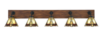 Oxbridge Five Light Bathroom Lighting in Matte Black & Painted Wood-look (200|1775-MBWG-9345)