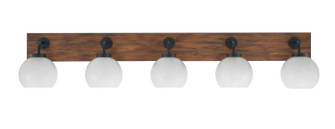 Oxbridge Five Light Bathroom Lighting in Matte Black & Painted Wood-look (200|1775-MBWG-4101)