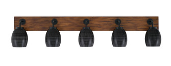 Oxbridge Five Light Bathroom Lighting in Matte Black & Painted Wood-look (200|1775-MBWG-4029)