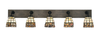 Oxbridge Five Light Bathroom Lighting in Matte Black & Painted Distressed Wood-look (200|1775-MBDW-9735)