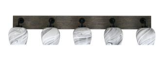 Oxbridge Five Light Bath Bar in Matte Black & Painted Distressed Wood-look Metal (200|1775-MBDW-4819)