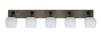 Oxbridge Five Light Bath Bar in Matte Black & Painted Distressed Wood-look Metal (200|1775-MBDW-4811)
