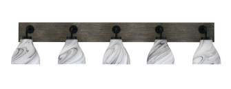 Oxbridge Five Light Bathroom Lighting in Matte Black & Painted Distressed Wood-look (200|1775-MBDW-4769)