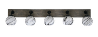 Oxbridge Five Light Bath Bar in Matte Black & Painted Distressed Wood-look Metal (200|1775-MBDW-4109)