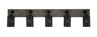 Oxbridge Five Light Bathroom Lighting in Matte Black & Painted Distressed Wood-look (200|1775-MBDW-4069)