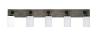 Oxbridge Five Light Bath Bar in Matte Black & Painted Distressed Wood-look Metal (200|1775-MBDW-310)