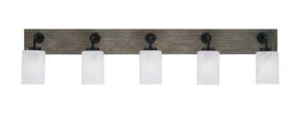 Oxbridge Five Light Bath Bar in Matte Black & Painted Distressed Wood-look Metal (200|1775-MBDW-3001)