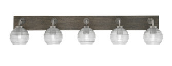 Oxbridge Five Light Bathroom Lighting in Graphite & Painted Distressed Wood-look (200|1775-GPDW-5110)