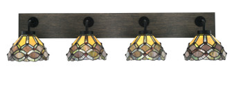 Oxbridge Four Light Bathroom Lighting in Matte Black & Painted Distressed Wood-look (200|1774-MBDW-9435)