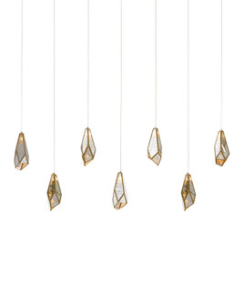 Glace Collection Seven Light Pendant in Raj Mirror/Antique Brass (142|9000-1059)