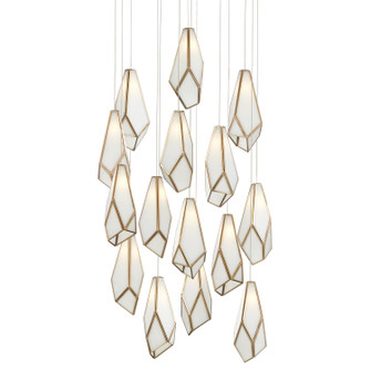 Glace 15 Light Pendant in White/Antique Brass (142|9000-1036)
