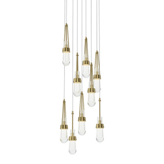 Link Link 9-Light Clear Glass Pendant in Modern Brass (39|131108-SKT-LONG-86-ZM0434)