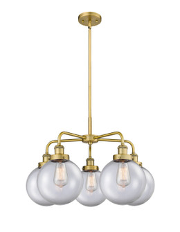 Downtown Urban Five Light Chandelier in Brushed Brass (405|916-5CR-BB-G202-8)