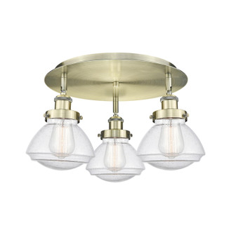 Ballston Urban Three Light Flush Mount in Antique Brass (405|916-3C-AB-G324)