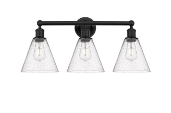 Edison Three Light Bath Vanity in Matte Black (405|616-3W-BK-GBC-84)